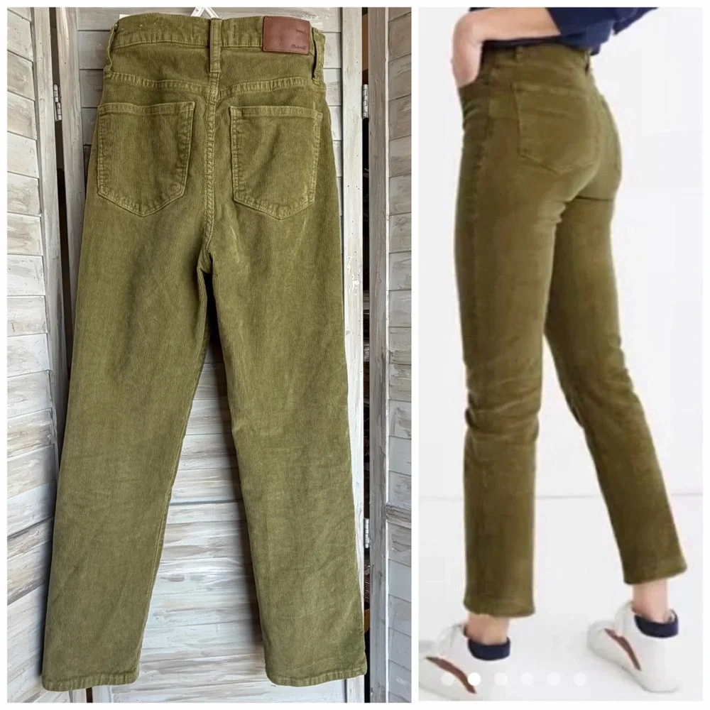 Madewell Olive Green Corduroy Classic Straight Jean 24 - Ankle Crop 25” inseam